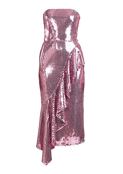 Shimmering Strapless Midi Dress