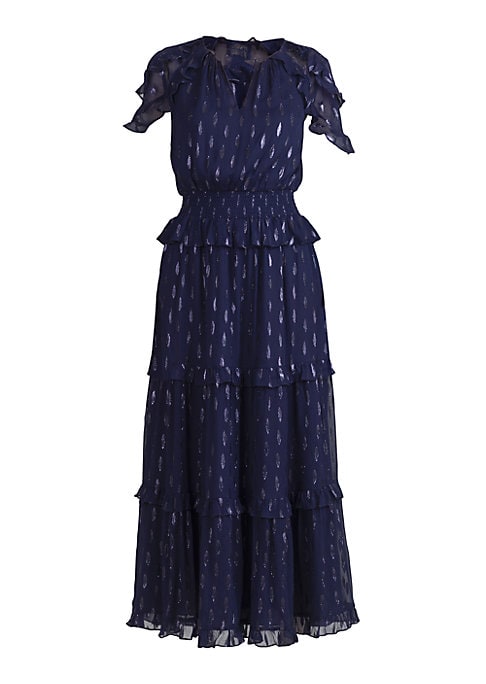 Gauzy Metallic Ruffle Dress