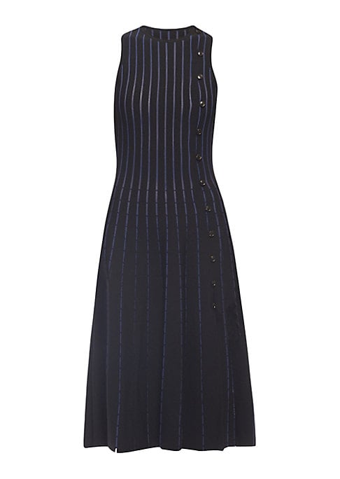 Striped A-Line Midi Dress