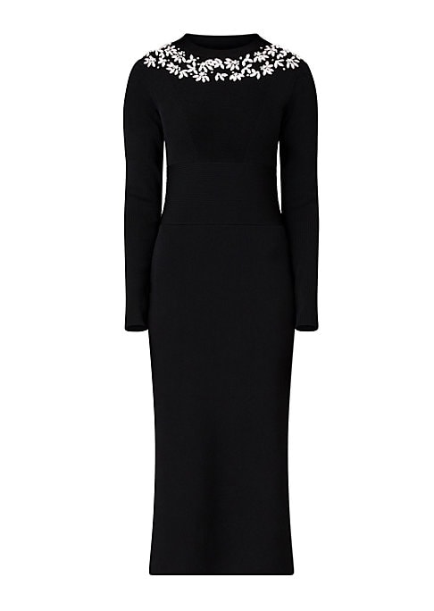 Floral Ribbed High Neck Dress