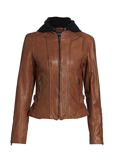 Luxe Leather Hooded Jacket