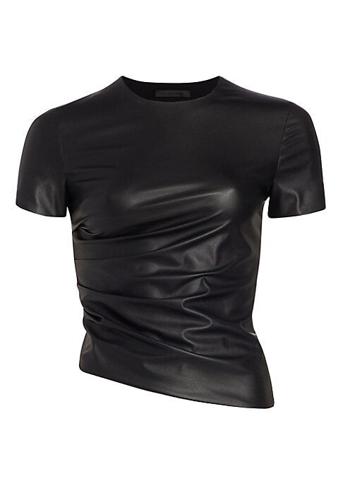 Asymmetrical Leather Tee