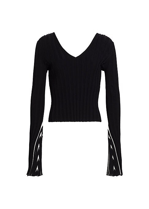 Chic Ribbed V-Neck Top