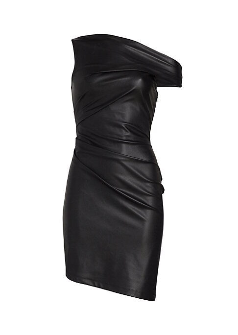 Asymmetric Faux Leather Dress