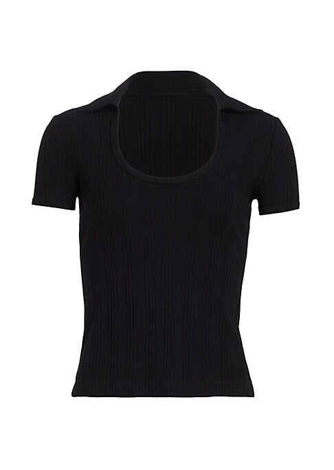 Ribbed Cotton Polo Top