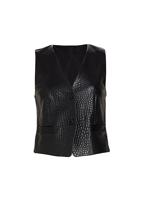Croc-Effect Leather Vest