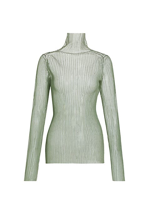 Shimmering Pleat Turtleneck