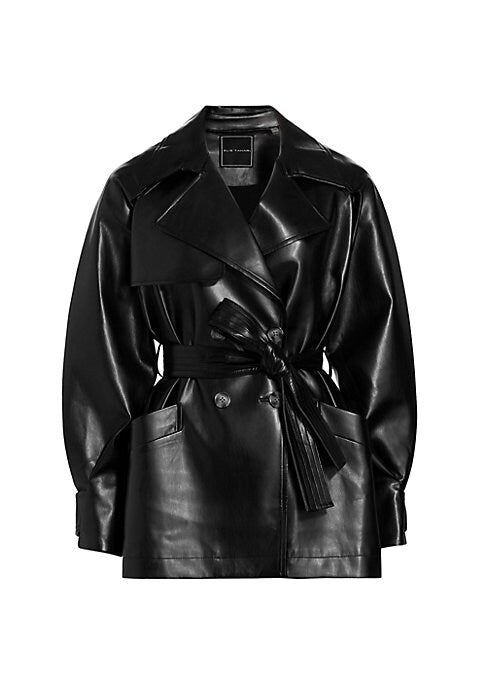 Chic Faux Leather Trench