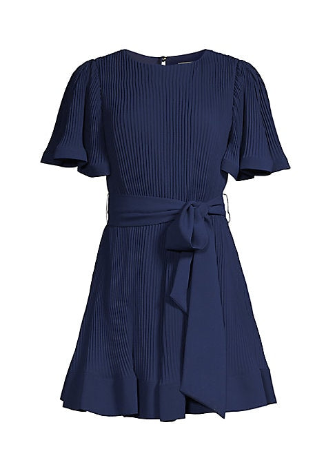 Satin Pleat Mini Dress