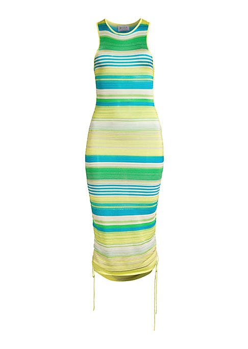 Striped Ruched Midi Dress
