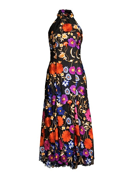 Floral Mesh Midi Dress