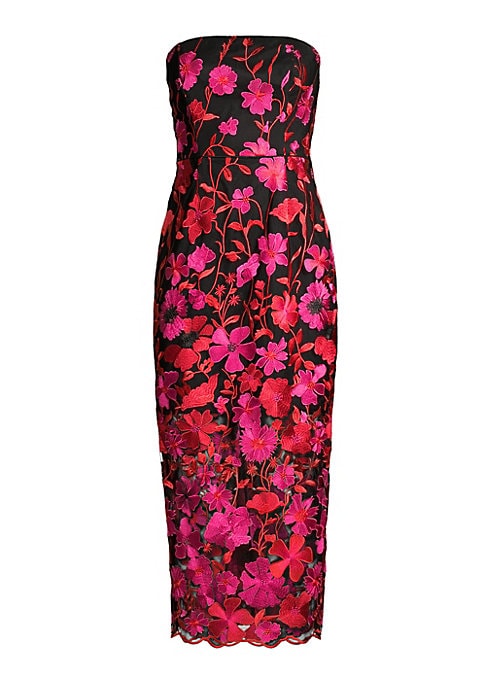 Floral Strapless Cocktail Gown