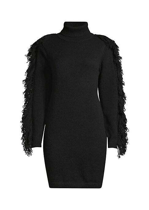 Fringe Turtleneck Sweaterdress