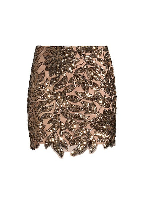 Leafy Sequin Mini Skirt