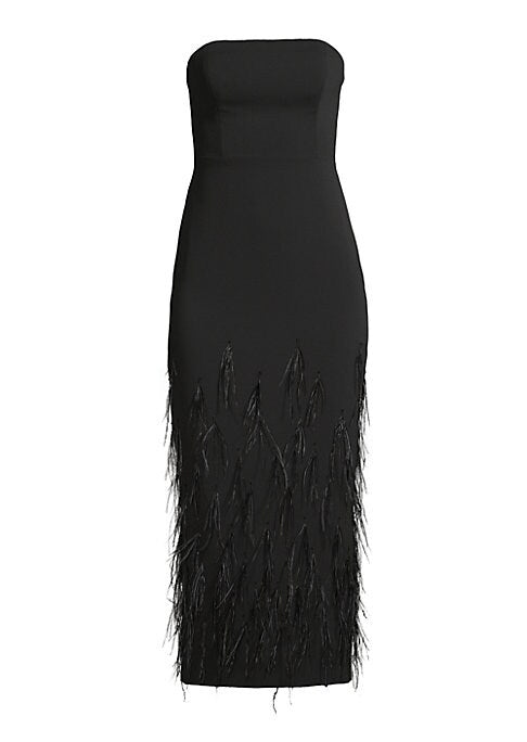 Feathered Charm Midi Dress