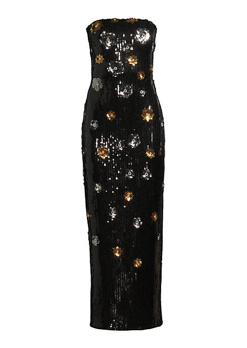 Sequined Floral Midi Dress