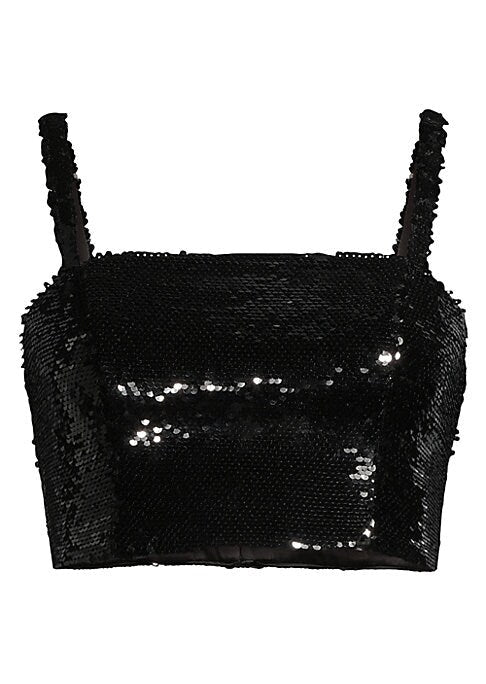 Sequined Satin Crop Top