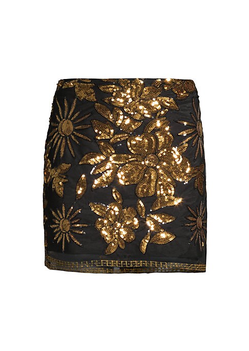 Sequined Floral Miniskirt