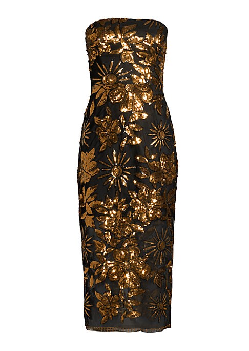 Sequined Floral Midi Gown