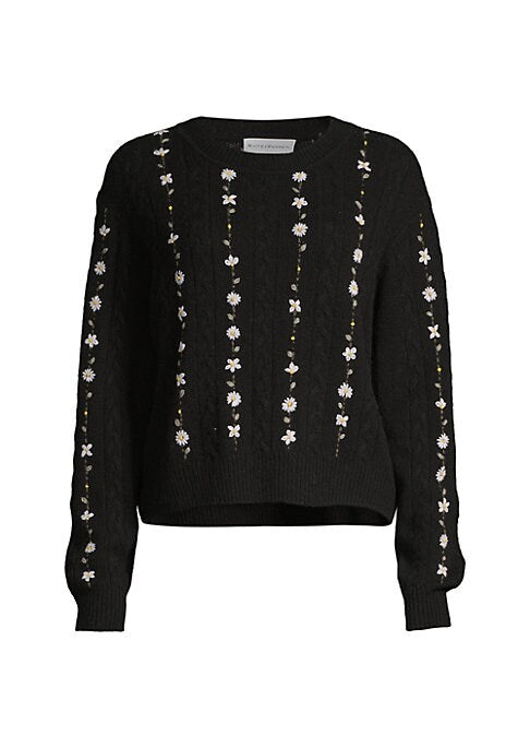 Floral Cashmere Knit Sweater