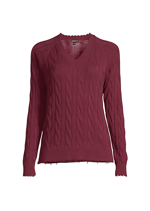 Distressed Knit V-Neck Sweater