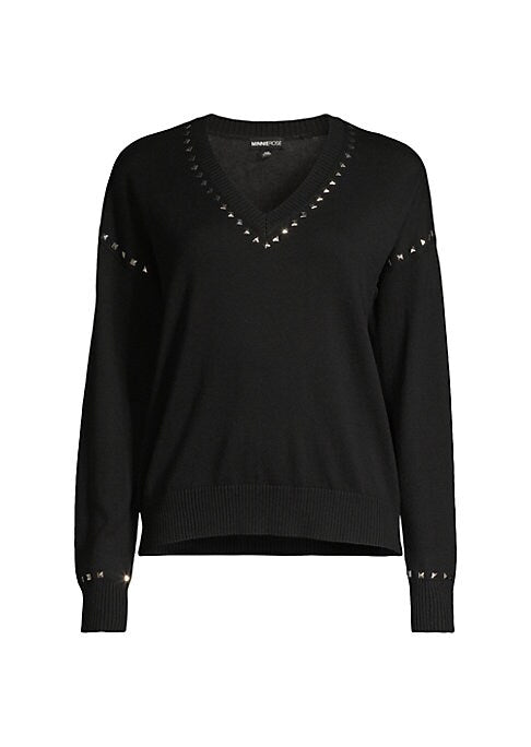 Studded V-Neck Sweater