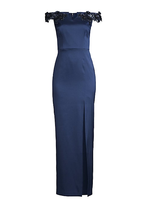 Beaded Floral Evening Gown