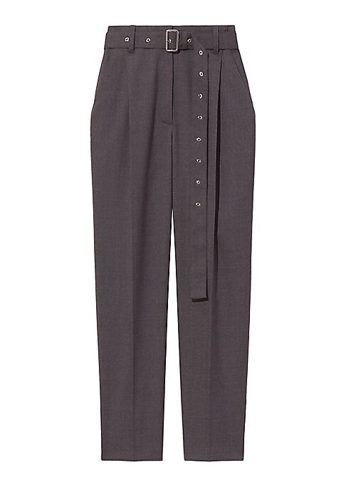 Stretchy Wool Straight Trousers