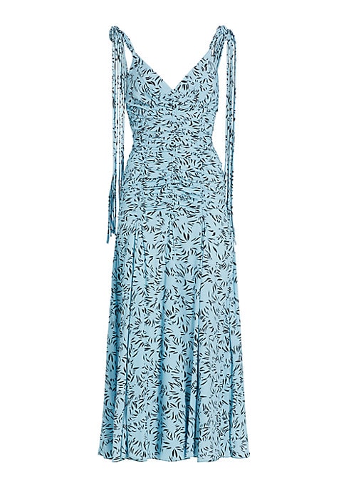 Whimsical Leaf Print Midi Dress
