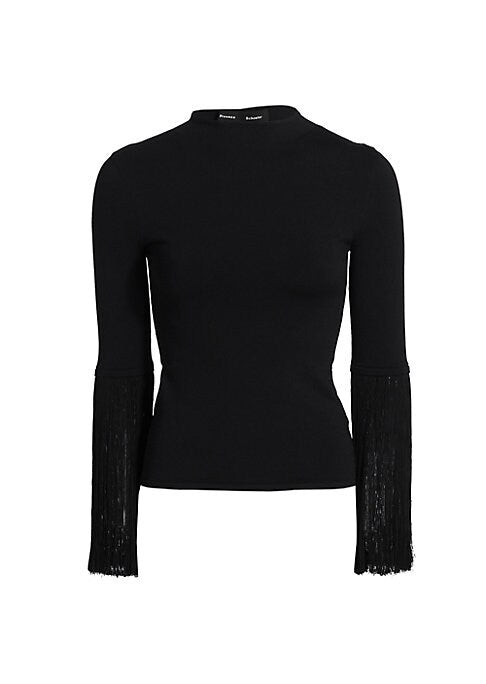 Fringe Mockneck Knit Top
