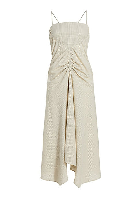 Ruched Handkerchief Midi Dress
