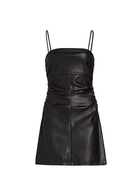Ruched Leather A-Line Dress