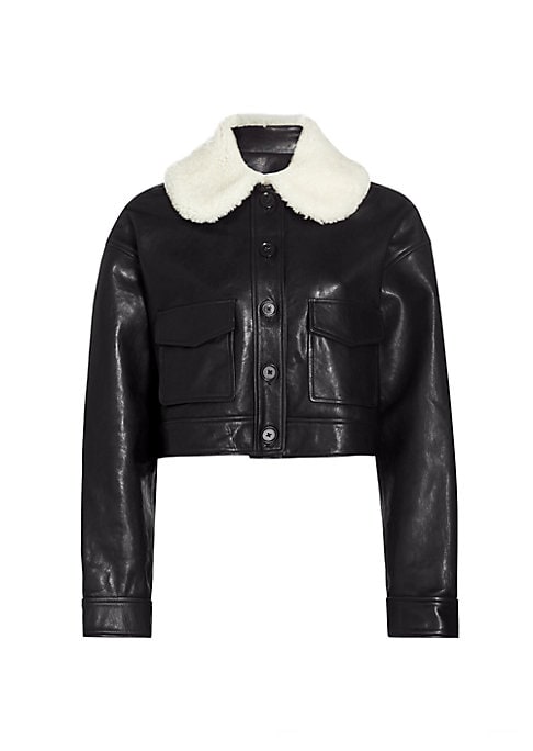 Shearling-Collared Leather Jacket