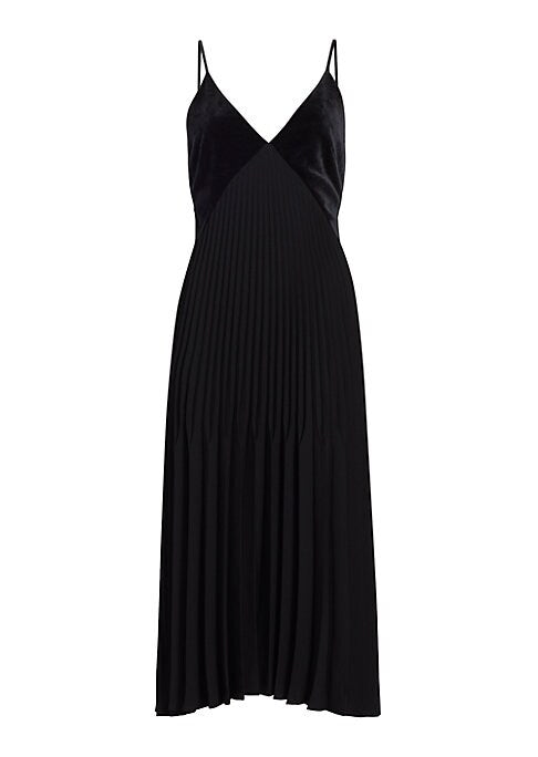 V-Neck Pleated Midi Dress