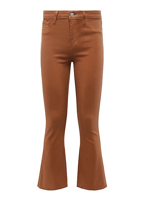 Flare Cropped Coated Trousers