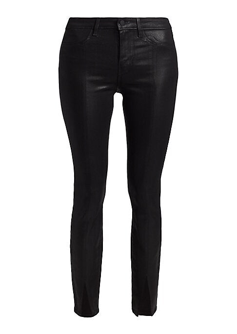 Leather-Look Split Hem Pants