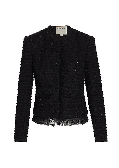 Fringe Accent Tweed Jacket