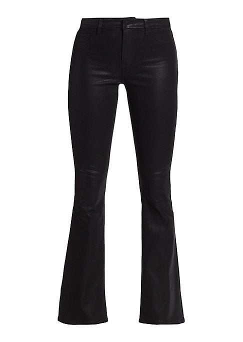 Sleek Coated Boot-Cut Jeans