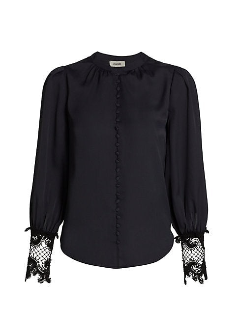 Lace Trim Button Blouse