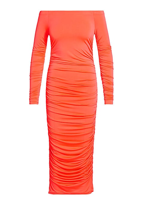 Vibrant Ruched Midi Dress