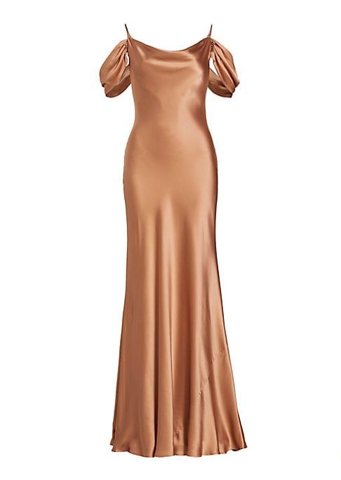 Silk Cowlneck Maxi Dress