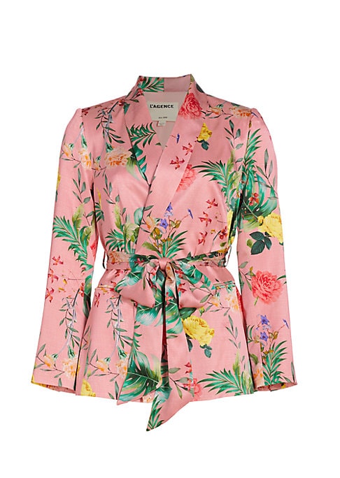 Floral Silk Wrap Jacket
