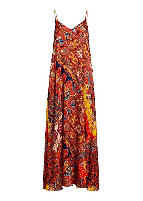 Paisley V-Neck Trapeze Dress
