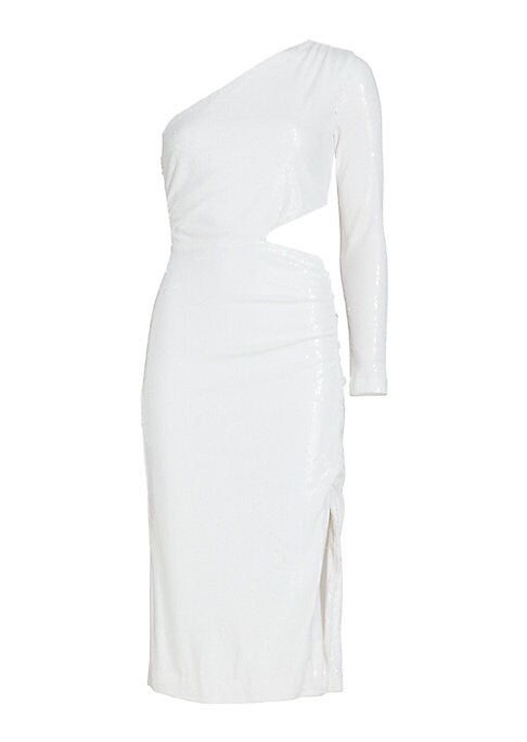 Sleek Metallic One-Sleeve Dress