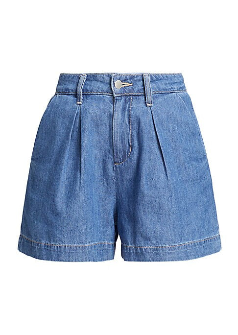 Pleated Casual Denim Shorts