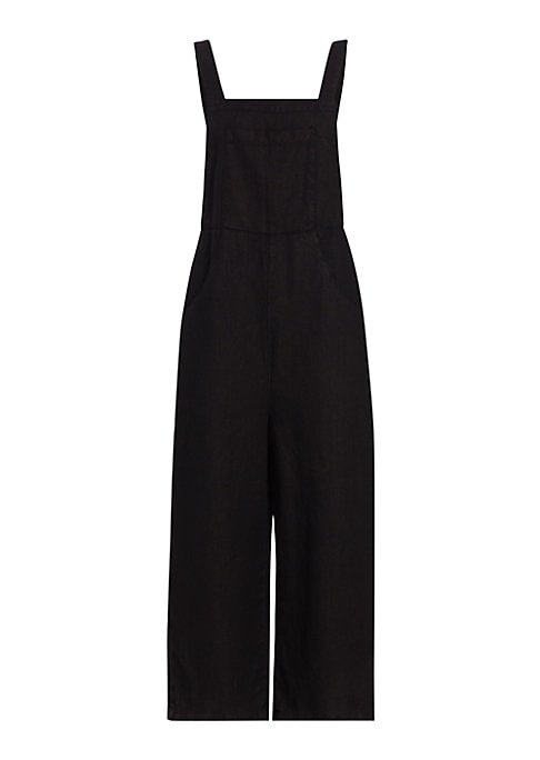 Cropped Linen Wide-Jeg Jumpsuit