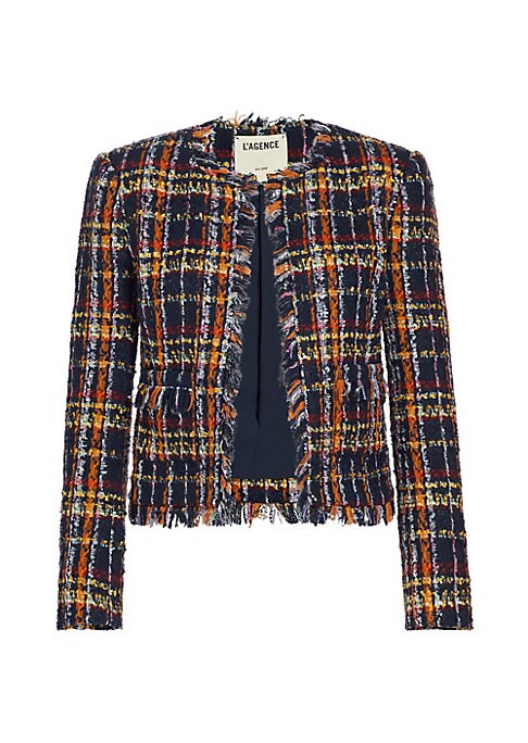 Chic Fringed Plaid Jacket