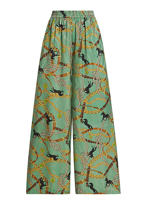 Vibrant Print Wide-Leg Pants