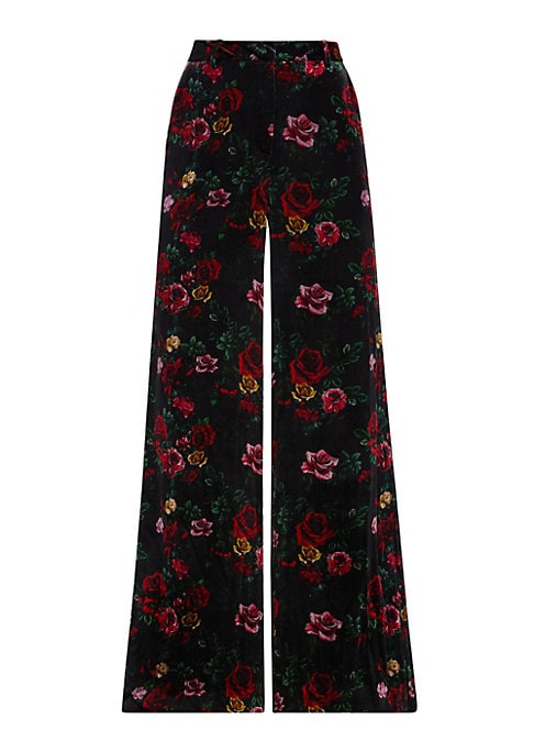 Floral Velvet Flare Trousers