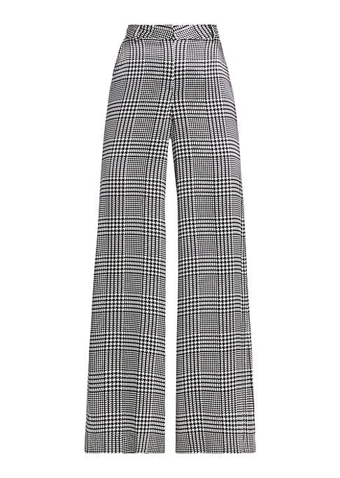 Chic Houndstooth Silk Pants